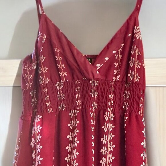 Red Maxi Dress w/ Vine Design - Picture 1 of 3